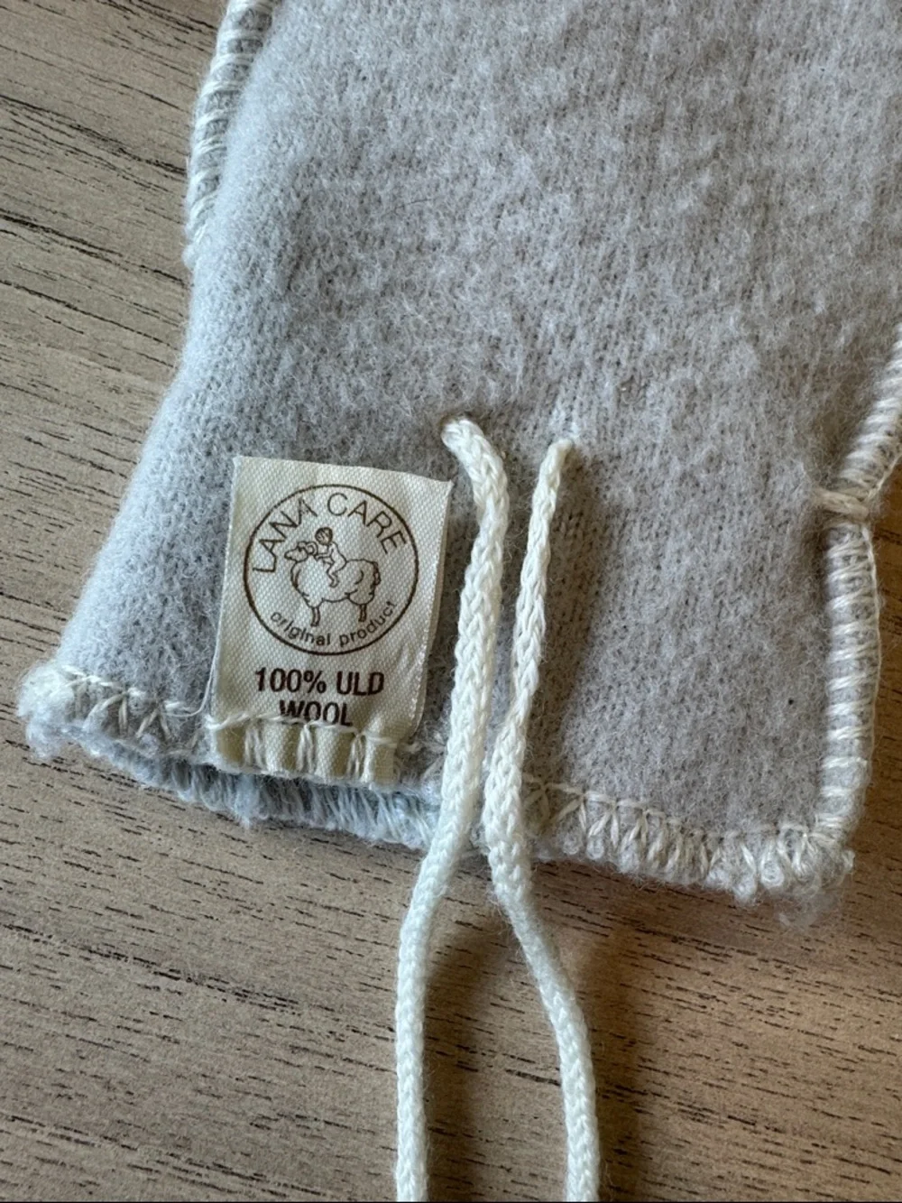 Organic Cotton Cream Baby Mittens with Wrist Ties